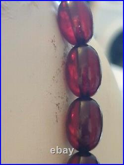 Vintage Cherry Amber beads Art Deco Bakelite bead necklace 53g