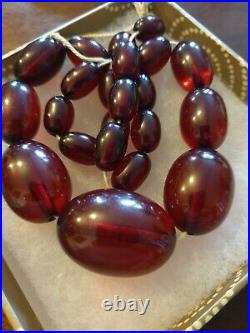 Vintage Cherry Amber beads Art Deco Bakelite bead necklace 53g