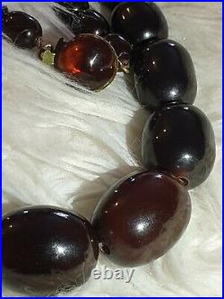 Vintage Cherry Amber beads Art Deco Bakelite bead necklace 89g