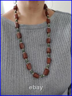 Vintage Chunky Brown Bakelite Beads Long Necklace Art Deco Tasbih Beads 88gr