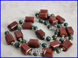 Vintage Chunky Brown Bakelite Beads Long Necklace Art Deco Tasbih Beads 88gr