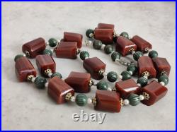 Vintage Chunky Brown Bakelite Beads Long Necklace Art Deco Tasbih Beads 88gr