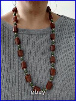 Vintage Chunky Brown Bakelite Beads Long Necklace Art Deco Tasbih Beads 88gr