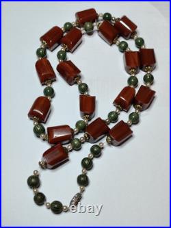 Vintage Chunky Brown Bakelite Beads Long Necklace Art Deco Tasbih Beads 88gr