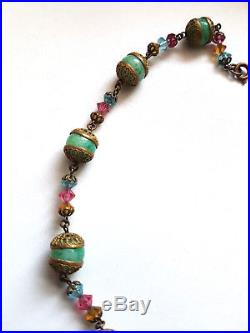 Vintage Czech Art Deco Egyptian Revival Max Neiger Peking Glass Necklace