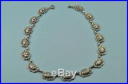Vintage DANECRAFT Sterling Silver Art Deco WATER LILY Flower Necklace Choker