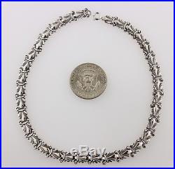 Vintage Danecraft Sterling Silver Art Deco Detailed Scroll Choker Necklace