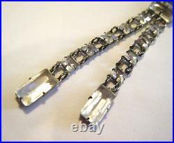 Vintage Edwardian Art Deco Lavalier Necklace Open Back Crystal Sterling Silver