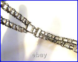 Vintage Edwardian Art Deco Lavalier Necklace Open Back Crystal Sterling Silver