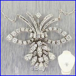 Vintage Estate 14k White Gold Art Deco Style 4ctw Diamond Pendant 18 Necklace