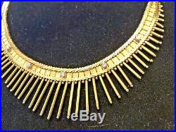 Vintage Estate 18k Gold Diamonds Art Deco Necklace Choker Egyptian Revival