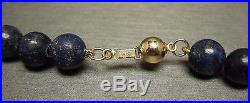 Vintage Estate C1970 Art Deco Design 14K Gold Ball Lapis Lazuli Necklace 18