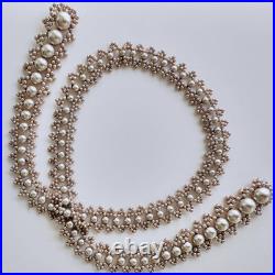 Vintage French Art Deco Glass Faux Pearl Lariat Necklace Circa 1920s-1930s