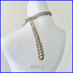 Vintage French Art Deco Glass Faux Pearl Lariat Necklace Circa 1920s-1930s