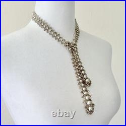 Vintage French Art Deco Glass Faux Pearl Lariat Necklace Circa 1920s-1930s