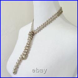 Vintage French Art Deco Glass Faux Pearl Lariat Necklace Circa 1920s-1930s