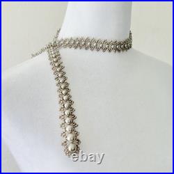 Vintage French Art Deco Glass Faux Pearl Lariat Necklace Circa 1920s-1930s