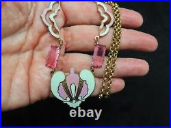 Vintage From My Private Collection Art Deco GORGEOUS Pink Rhinestone Necklace