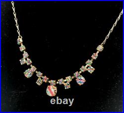 Vintage GERMANY ART DECO Open Back IRIS RAINBOW CRYSTAL NEGLIGEE NECKLACE CHAIN