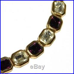 Vintage Glamour, Art Deco Amethyst Crystal Paste Riviere Gold Tone Necklace