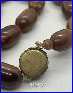 Vintage Graduated Art Deco Bakelite Amber Bead Necklace 58g