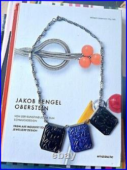 Vintage JAKOB BENGEL ART DECO 1930s MACHINE AGE Chrome & Galilith Necklace