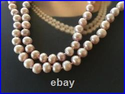 Vintage Jewellery Pearl Necklace Lilac Pearls Antique Deco Jewelry Gold Clasp