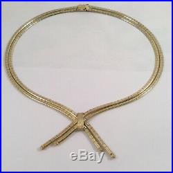 Vintage Jewellery Yellow Gold Omega Chain Necklace Jewelry Dress Art Deco Choker