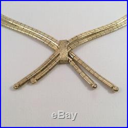 Vintage Jewellery Yellow Gold Omega Chain Necklace Jewelry Dress Art Deco Choker