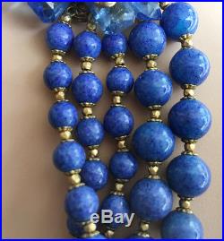 Vintage MIRIAM HASKELL Sapphire Blue Crystal Art Glass Art Deco Runway Necklace