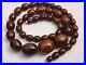 Vintage Marble Brown Bakelite Long Necklace Screw Back Clasp Art Deco 63g