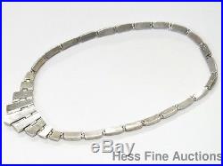 Vintage Mexican TD-92 Malachite 950 Fine Silver Art Deco Collar Necklace