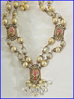 Vintage Murano Wedding Cake Necklace Venetian Glass Estate Jewelry Art Deco Pink