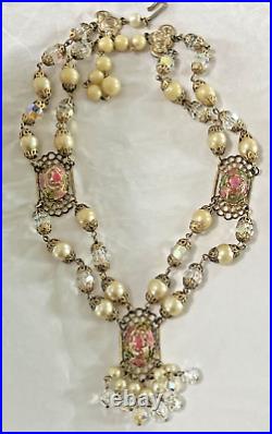 Vintage Murano Wedding Cake Necklace Venetian Glass Estate Jewelry Art Deco Pink