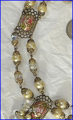 Vintage Murano Wedding Cake Necklace Venetian Glass Estate Jewelry Art Deco Pink