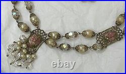 Vintage Murano Wedding Cake Necklace Venetian Glass Estate Jewelry Art Deco Pink