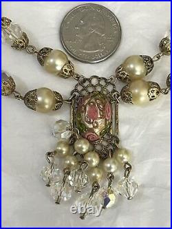 Vintage Murano Wedding Cake Necklace Venetian Glass Estate Jewelry Art Deco Pink