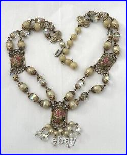 Vintage Murano Wedding Cake Necklace Venetian Glass Estate Jewelry Art Deco Pink