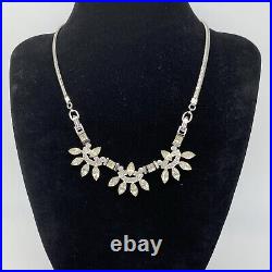 Vintage Necklace Engel Brothers Sterling Silver Rhinestones Rope Chain Art Deco