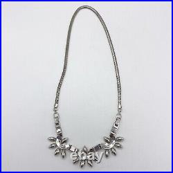 Vintage Necklace Engel Brothers Sterling Silver Rhinestones Rope Chain Art Deco