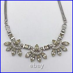 Vintage Necklace Engel Brothers Sterling Silver Rhinestones Rope Chain Art Deco