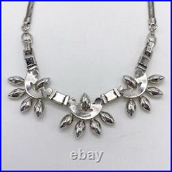 Vintage Necklace Engel Brothers Sterling Silver Rhinestones Rope Chain Art Deco