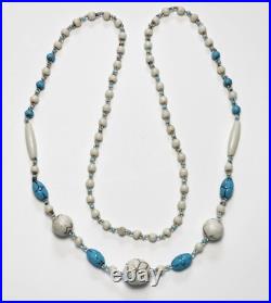 Vintage Neiger Bros Uranium Czech Glass Beaded 30 Necklace Art Deco