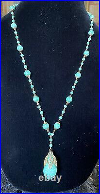 Vintage Petite Art Deco Czech Peking Glass Necklace