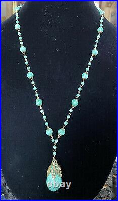 Vintage Petite Art Deco Czech Peking Glass Necklace
