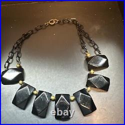 Vintage Rare Art Deco Black Bakelite Necklace