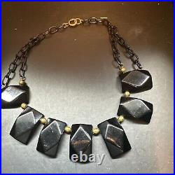 Vintage Rare Art Deco Black Bakelite Necklace