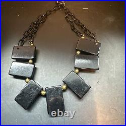 Vintage Rare Art Deco Black Bakelite Necklace