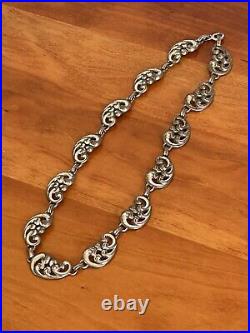 Vintage Rare Art Deco Signed Danecraft Sterling Silver Scroll Choker Necklace