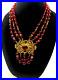 Vintage Red Ruby Clr Poured Hand-made Glass Goldtone Filigree Art Deco Necklace